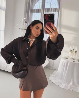 Blúzka skladom v troch farbách, koženkový skort dostupný tiež v troch farbách 🐾