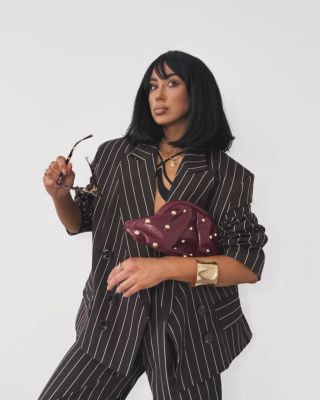 Dvojradové hnedé sako z viskózy s vreckami a podšívkou 🐾